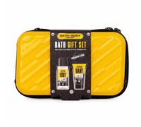 Accentra kit bain homme santal et musc avec étui rigide jaune noir | Coffret présent masculin pour soin douche mains, boîtier solide facile à ranger, utile après sport ou journée chargée