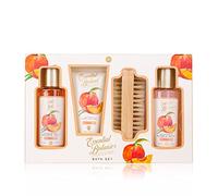 accentra Kit de bain ESSENTIAL BOTANICS - FRUITS dans un coffret cadeau - Gel douche - Bain moussant - Lotion pour le corps - Brosse à ongles - Parfum pêche