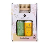 Accentra Kit de bain Herbal Spa dans une boîte cadeau, gel douche 100 ml, lotion pour le corps 100 ml, brosse à ongles avec pierre ponce, cadeau en matériaux recyclés pour femmes, Saint-Valentin, fête