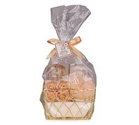 Accentra Kit de douche pour femme Honey Jasmine dans un magnifique panier métallique - Kit de soin 4 pièces avec gel douche, lotion pour le corps, confettis de bain et éponge - Coffret cadeau
