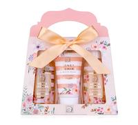 Accentra Kit de douche pour femme Honey Jasmine dans une belle boîte cadeau - Kit de soins 3 pièces avec gel douche, lotion pour le corps et bain moussant - Coffret cadeau bien-être pour anniversaire