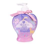 Accentra MAGICAL UNICORN - Savon liquide pour les mains pour fille - 400 ml - Distributeur à pompe - Avec licorne au design de cœur - Savon doux pour les mains avec nœud rose - Parfum : fraise