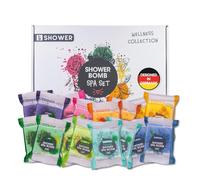 Accentra My Shower Spa Lot de 16 bombes de douche 8 parfums Coffret cadeau pour femme, homme, maman, papa, petite amie, partenaire, idée cadeau dans une boîte cadeau, cadeau d'anniversaire