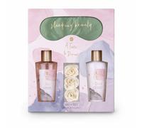 Accentra Set de bain A TIME TO DREAM, parfum lavande et bergamote | Idée cadeau féminine en boîte décorative rosé blanc gris, gel douche, lotion corps, accessoire sommeil, pause détente