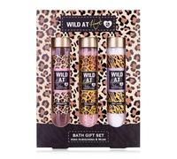 Accentra Set de bain WILD AT HEART Coffret cadeau avec imprimé animalier, motif léopard, dans un coffret cadeau, comprenant gel douche, lotion pour le corps, sels de bain, cadeau de Noël pour femme