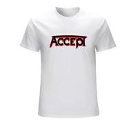 Accept Red Logo T-Shirt White Mens Tee Unisex Shirt 3XL