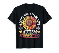 Accept Understand Love Tournesol Autisme Puzzle de sensibilisation à l'autisme T-Shirt