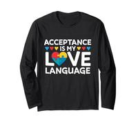 Acceptance is My Love Language Puzzle de Sensibilisation à l'Autisme Cœur Manche Longue