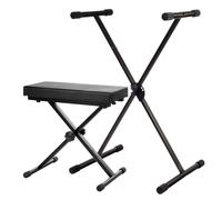 Accesoires Support Clavier Piano Pied X Barres inclus Banquette Ajustablle Noir