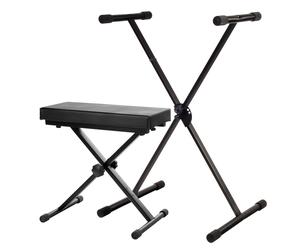 Accesoires Support Clavier Piano Pied X Barres inclus Banquette Ajustablle Noir