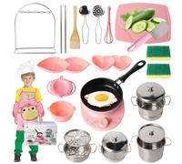Accesorios de cocina Para niños, accesorios de cocina de cocina reales Durante 6-12 años, 28pcs juego de cocina Para niños Con olla de cocción de inducción-batido (Style 1)