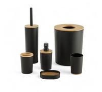 Access SDB, Lot de 6, en Plastique, Bambou, Ensemble Complet, Black