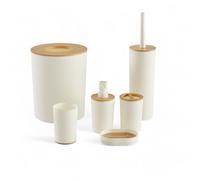 Access SDB, Lot de 6, en Plastique, Bambou, Ensemble Complet, White