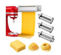 Accessoire à Pâtes pour KitchenAid 3 pcs - Pour Robots Pâtissiers, Rouleau à Pâtes, Coupe-Spaghetti & Coupe-Fettuccine - Accessoires en Acier Inoxydable - Accessoires pour KitchenAid par MMOBIEL