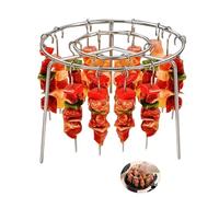 Accessoire Air Fryer,Set de Brochettes Barbecue en Acier Inoxydable - 24 Brochettes + Grille Ronde | Accessoires Compatibles Airfryer, Friteuse sans Huile et Grill d'Intérieur
