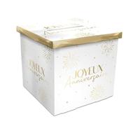 Accessoire Anniversaire/Urne Pliable Joyeux Anniversaire Blanche et Dorée