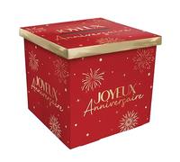 Accessoire Anniversaire/Urne Pliable Joyeux Anniversaire Rouge et Dorée