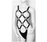 Accessoire bdsm body bdsm en cluir fetish en maille grande