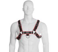 Accessoire bdsm harnais bdsm de corps en cuir noir et rouge