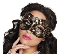 Boland 00209 - Masque pour les yeux Steampunk, masque rétro en look bronze, avec engrenages, chaînes et rivets, Accessoire, déguisement, carnaval, fête à thème, halloween, Or