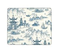Accessoire Bureau Chinoiserie Ancienne De La Chine Ming en Saule Bleu Base en Caoutchouc Anti-Dérapant Gamer Mouse Pad Résistant À Usure Tapis De Souris Gaming pour Gaming Travail 25X30Cm