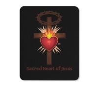 Accessoire Bureau Croix du Sacré-Cœur De Jésus avec Couronne D'Épines Lavable Gamer Mouse Pad Étanche Tapis De Souris pour Gamer Pc Maison 25X30Cm