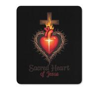 Accessoire Bureau Croix du Sacré-Cœur De Jésus Durables Gamer Mouse Pad Étanche Tapis De Souris pour Pc Travail Clavier 25X30Cm