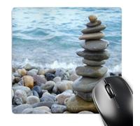 Accessoire Bureau Tour De Pierre Zen sur Pebble Beach Résistant À Usure Mouse Pad Durable Mousepad pour Travail Ordinateur Maison 25X30Cm