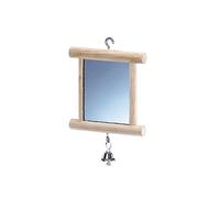 Accessoire cage pour oiseaux miroir en bois avec cloche Nobby Pet Beige 10x10 cm
