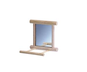 Accessoire cage pour oiseaux miroir en bois Nobby Pet Beige 10x10x10 cm