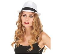 DEGUISE TOI - Chapeau borsalino blanc à rayures noires - Chapeau - Taille Unique - Blanc - Accessoires pour déguisement - - - Carnaval