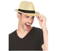 Accessoire - Chapeau borsalino écru bande noire adulte