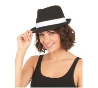 Accessoire - Chapeau borsalino noir luxebande blanche adulte