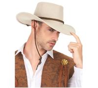 DEGUISE TOI - Chapeau cowboy luxe beige en suede adulte - Chapeau - Taille Unique - Brun - Accessoires pour déguisement - Polyester - - Carnaval