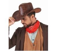 DEGUISE TOI - Chapeau de cowboy marron imitation cuir adulte - Chapeau - Taille Unique - Marron - Accessoires pour déguisement - 100% Polyester - - Carnaval