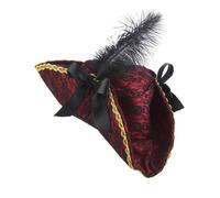 DEGUISE TOI - Chapeau de pirate rouge avec plume adulte - Chapeau - Taille Unique - Rouge - Accessoires pour déguisement - 100% Polyester - - Carnaval