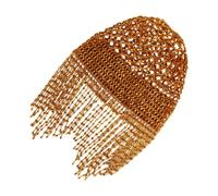 Accessoire cheveux filet bonnet frange doré | Perles ornées et portraits