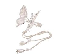 Accessoire Cheveux Mariage 6pcs Butterfly Hairpin Vintage Elegant Tassel Hair Clip Moving Bangs Side Trembling Headdress(6pcs sliver Tassel)