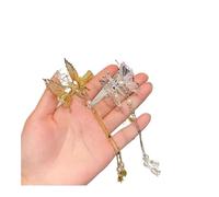 Accessoire Cheveux Mariage 6pcs Butterfly Hairpin Vintage Elegant Tassel Hair Clip Moving Bangs Side Trembling Headdress(3pc Gold and 3pc sliver Tassel)