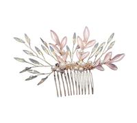 Accessoire Cheveux Mariage Wedding Hair Comb Leaf Flower Bridal Headpiece Gold Pearl Rhinestone Head Jewelry Accessories(Green)