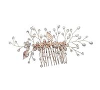 Accessoire Cheveux Mariage Wedding Hair Comb Leaf Flower Bridal Headpiece Gold Pearl Rhinestone Head Jewelry Accessories(PURPLE)