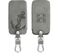Accessoire Clef De Voiture Compatible Avec Renault Smart Key 4-Bouton (Keyless Go Uniquement) - Coque De Clé De Voiture En Nubuck - Ancre Vintage Gris[Auto5131192]