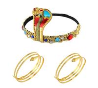 Accessoire Cleopatre Femme, Bijoux Serpent Accessoires Égyptiens avec Bracelet Coiffe, Dorés Cleopatre Deguisement Accessoire pour Accessoires Costumes Carnaval (Dorés-B)