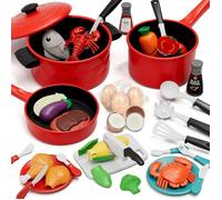 Accessoire Cuisine Enfant,Dinette 3 Ans,Ustensiles Et Fruits Et Légumes,Jouet Alimentaire Montessori 3+Ans,Cadeau Parfait Pour Noë