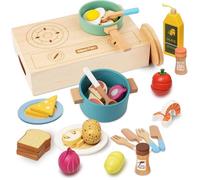 Accessoire Cuisine Enfant,Dinette En Bois 2 3 4 5 Ans,27Pcs,Jouet Cuisine Bebe Avec Casseroles,Poêles,Aliments À Découper,Jeux Imi