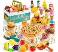 Accessoire Cuisine Enfant, Dinette Enfant Ustensile Cuisine Enfant, Jeu de Role de Chef Kit Cuisine Enfant avec Nourriture Jouet Couteau Enfant Panier Pique Nique Cuisine Exterieur Enfant.[G893]