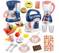 Accessoire Cuisine Enfant,Kit de Ustensile Cuisine Électroménager Enfant avec Cafetière, Mixer, Blender,Jeu de Rôle Éducatifs Cadeau pour Filles Garçons 2 3 4 Ans