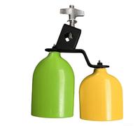 Accessoire de batterie stable à double cloche avec support en métal et angle réglable, convient pour diverses configurations de percussion (vert jaune)