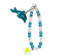 Accessoire de charme en perles avec pendentif bleu, perles d ' accent claires et détails de fleurs, accent de sangle de 20 cm / 7, pouces pour de téléphone, appareil photo ou articles de transport