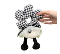 Accessoire de cheveux créatif combinant forme de dessin animé et motifs de fleurs en tissu doux chouchou pour queue de cheval